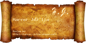 Harrer Júlia névjegykártya